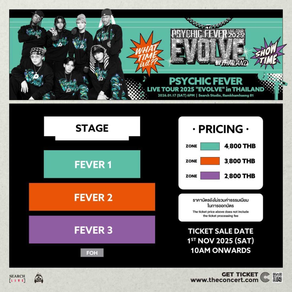 ผังคอนPSYCHIC FEVER LIVE TOUR 2025 EVOLVE in THAILAND