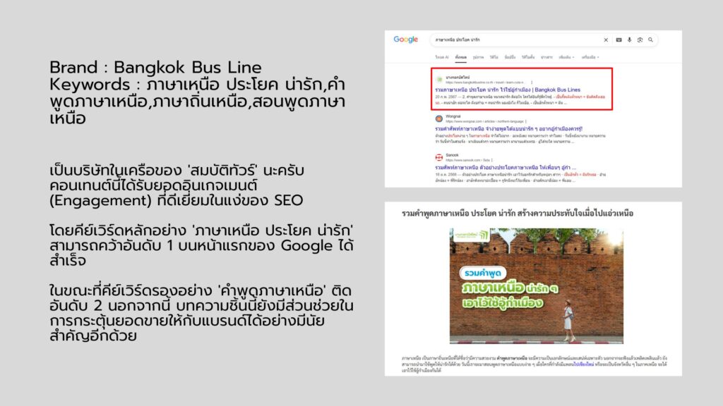 ผลงาน SEO Keyword ภาษาเหนือ ประโยค น่ารัก
